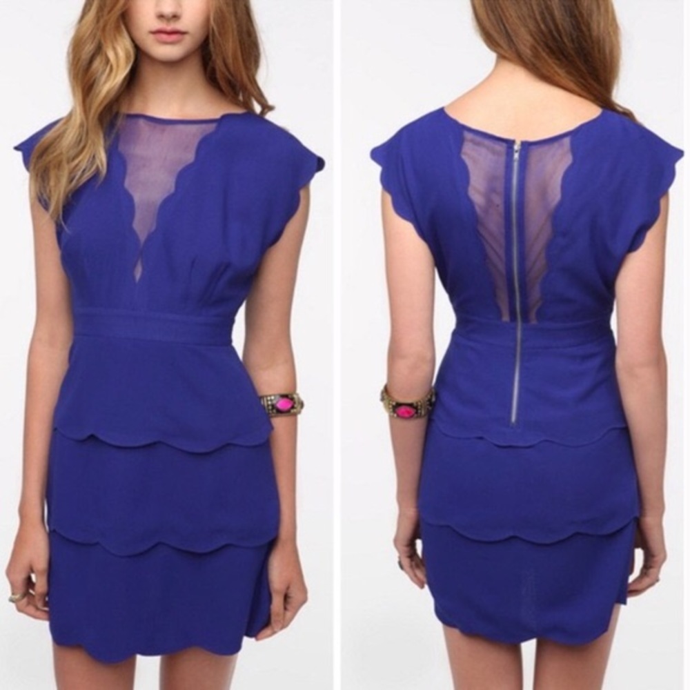 COINCIDENCE & CHANCE Blue Mesh Peplum Dress